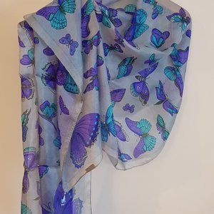 Silk Scarf Blue Purple and Green